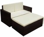 vidaXL Gartenm&ouml;bel 7-TLG. Poly Rattan Braun Lounge Gartensofa Gartengarnitur