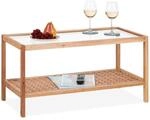 Relaxdays Beistelltisch, Wohnzimmertisch mit Glasablage, HBT 40x80x40 cm, Ablagetisch