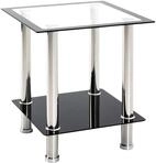 HAKU Beistelltisch Edelstahl Glasplatte schwarz Sofatisch Platte Sicherheitsglas