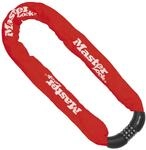 MASTER LOCK Fahrradschloss Stahlkettenglied [mit Zahlen] [90 cm Kette] [Rot]