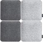 DuneDesign 4er Set Filz Sitzkissen 35x35x3 cm eckig - wendbare Stuhlkissen