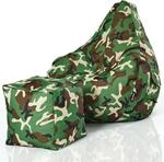 Green Bean 2er Set Sitzsack mit R&uuml;ckenlehne + Hocker eckig - Gaming Chair,