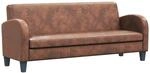 vidaXL Sofa Design 3-Sitzer Kunstleder Wildleder-Optik Braun Couch Polstersofa