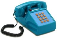 Opis Technology PushMeFon Cable Retro Festnetztelefon mit Tasten, Hellblau | Gro&szlig;e