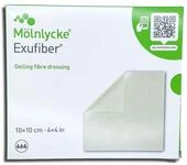 Exufiber 10x10cm, Gel-Faserverband, 10-pack | Steriler, nicht gewebter