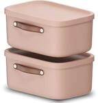 Rotho Maloja 2er-Set Aufbewahrungsbox mit Deckel klein 12l | Elegante Box mit...