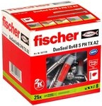 fischer DuoSeal 8 x 48 S, Universald&uuml;bel f&uuml;r Nassbereiche (25 Stk.) mit Schrauben,