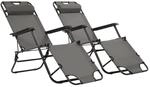vidaXL 2X Sonnenliege Klappbar Grau Gartenliege Strandliege Stuhl Camping