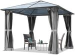 TOOLPORT Gartenpavillon 3x3 m Polycarbonat Dach ca. 6 mm - Hardtop Pavillon mit...