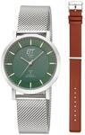 ETT Eco Tech Time Funk Solar Damen Uhr Analog mit Edelstahl,Leder Armband