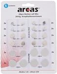 Arcas 12752400 - Alkaline und Lithium Knopfzellen Sortiment, 24 teilig, 16x Alkaline