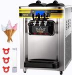 VEVOR Kommerzielle Softeismaschine 22-30 L/h Profi-Eismaschine mit LCD-Display,...