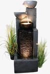 Gartenbrunnen mit LED Wasserfall 109 cm &ndash; Moderner Springbrunnen mit 3 LED...