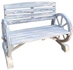 HTI-Line Gartenbank Sommerset Sitzbank Holz Wagenrad rustikal Wei&szlig;