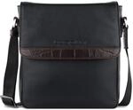 bugatti Corso DeLuxe, Schultertasche aus echtem Leder mit &Uuml;berschlagklappe, schwarz