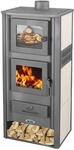 Kaminofen mit Backfach Wei&szlig; Holzofen 12,1 kW Kamin Ambasador Ofen...