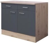 Flex-Well Morena K&uuml;chenunterschrank 100 cm mit Arbeitsplatte &ndash; Basaltgrau...