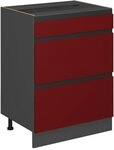 Vicco K&uuml;chenunterschrank R-Line, Rot, 60 cm J-Shape, mit Schubladen, ohne