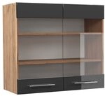 Vicco K&uuml;chenglasschrank Fame-Line, Anthrazit Hochglanz, 80 cm, zur Kombination...