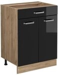 Vicco K&uuml;chenunterschrank R-Line, Schwarz Hochglanz, 60 cm mit Schublade, ohne