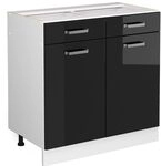 Vicco K&uuml;chenunterschrank R-Line, Schwarz Hochglanz, 80 cm ohne Arbeitsplatte,...