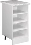Vicco K&uuml;chenregal R-Line, offener K&uuml;chenschrank, Wei&szlig;/Wei&szlig;, 40 cm, AP Marmor