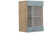 Vicco K&uuml;chenglasschrank R-Line, Blau-Grau, 40 cm, zur freien Kombination...