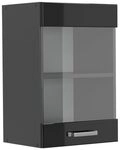 Vicco K&uuml;chenglasschrank R-Line, Schwarz Hochglanz, 40 cm, zur freien...