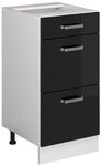 Vicco K&uuml;chenunterschrank R-Line, Schwarz Hochglanz, 40 cm mit Schubladen, ohne