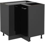 Vicco Eckunterschrank R-Line, Schwarz Hochglanz, 75.6 cm ohne Arbeitsplatte, zur