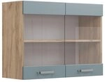 Vicco K&uuml;chenglasschrank R-Line, Blau-Grau, 80 cm, zur freien Kombination...