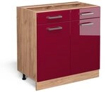 Vicco K&uuml;chenunterschrank R-Line, Rot Hochglanz, 80 cm ohne Arbeitsplatte, zur...