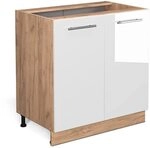 Vicco K&uuml;chenunterschrank Fame-Line, Wei&szlig; Hochglanz, 80 cm mit Regal, ohne