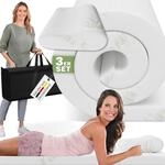 ELONEO Schlaf Topper Reise-Set 3 teilig: Visko-Matratzenauflage, Visko-Kopfkissen,