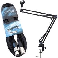 keepdrum NB35 Mikrofonstativ Tisch-Mikrofonarm Gelenkarm + 6m XLR Kabel