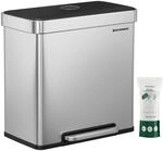 SONGMICS M&uuml;lleimer K&uuml;che, 2 x 30L, M&uuml;lltrennsystem, 2 F&auml;cher, 15 M&uuml;lls&auml;cke,