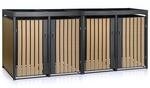 Zelsius M&uuml;lltonnenbox 4er mit Pflanzdach f&uuml;r 4 Tonnen | 120-240 Liter | Anthrazit