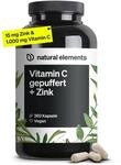 natural elements Vitamin C - 360 Kapseln - Hochdosiert mit 1000mg + 15mg Zink -