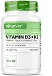 vit4ever Vitamin D3 + K2 Depot - 180 Tabletten - Premium Rohstoff: 99,7+% All-Trans -