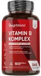WeightWorld Vitamin B Komplex - 1 Jahr Vorrat - Mit Vitamin C 365 Tabletten | Alle 8