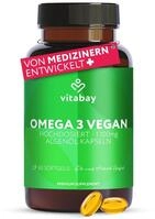 Vitabay Omega 3 Vegan 60 Kapseln mit 1100mg reinem Algen&ouml;l mit Vitamin E &ndash;