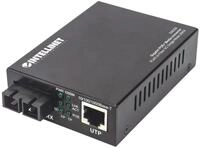 Intellinet Gigabit PoE + Medienkonverter SC Singlemode 20km, 508209, schwarz,