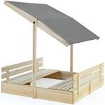 Spielwerk&reg; Sandkasten Toni Sonnendach Sitzbank 120x120x120cm Naturholz Fichtenholz