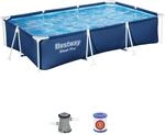 Bestway Steel Pro Pool-Set, rechteckig, 3,00 m x 2,01 m x 66 cm, Blau