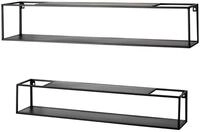HAKU Wandregal 2er Set schwarz, Metall - Ma&szlig;e: B 75/85 x H 14/17 x T 14/17 cm,