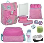Familando - Scooli Flex MAX Schulrucksack Set 7-teilig - Rosa T&uuml;rkis mit Kletties -