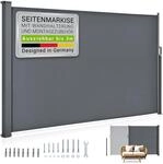 Juskys&reg; Seitenmarkise Dubai 160 x 300 cm ausziehbar Blickdicht, Sichtschutz f&uuml;r
