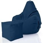 Green Bean 2er Set Sitzsack mit R&uuml;ckenlehne + Hocker eckig - Gaming Chair,