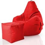 Green Bean 2er Set Sitzsack mit R&uuml;ckenlehne + Hocker eckig - Gaming Chair,