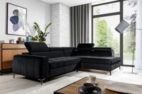 Fun M&ouml;bel Ecksofa Schlafsofa Sofa AGNESA Stoff Salvador (Schwarz, Seite: Rechts)